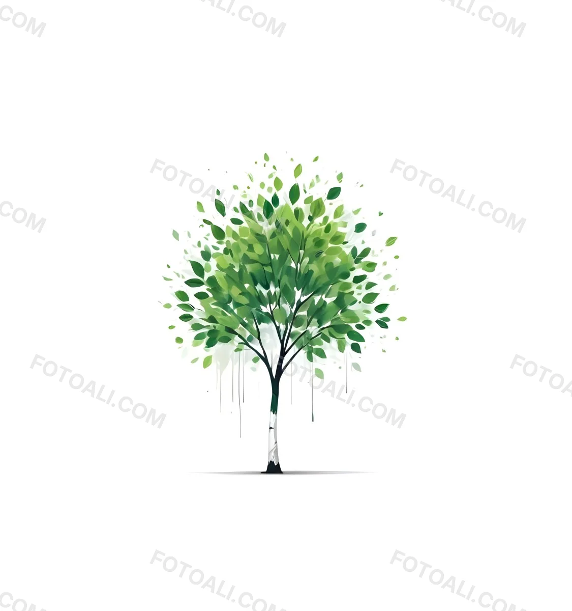 A Tree With Green Leaves And A White Trunk Isolated On A White Background Minimalist Design Nature Inspired Clean Lines Vibrant Colors Eco Friendly Concept 253 Ebd9