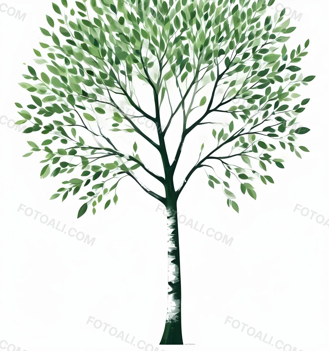 A Tree With Green Leaves And A White Trunk Isolated On A White Background Minimalist Design Nature Inspired Clean Lines Vibrant Colors Eco Friendly Concept 260 3e0e