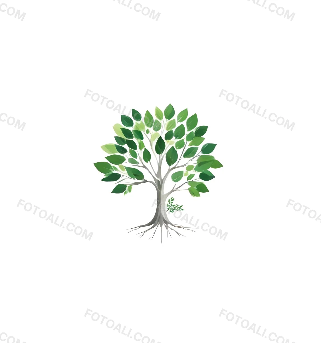 A Tree With Green Leaves And A White Trunk Isolated On A White Background Minimalist Design Nature Inspired Clean Lines Vibrant Colors Eco Friendly Concept 261 F4ba