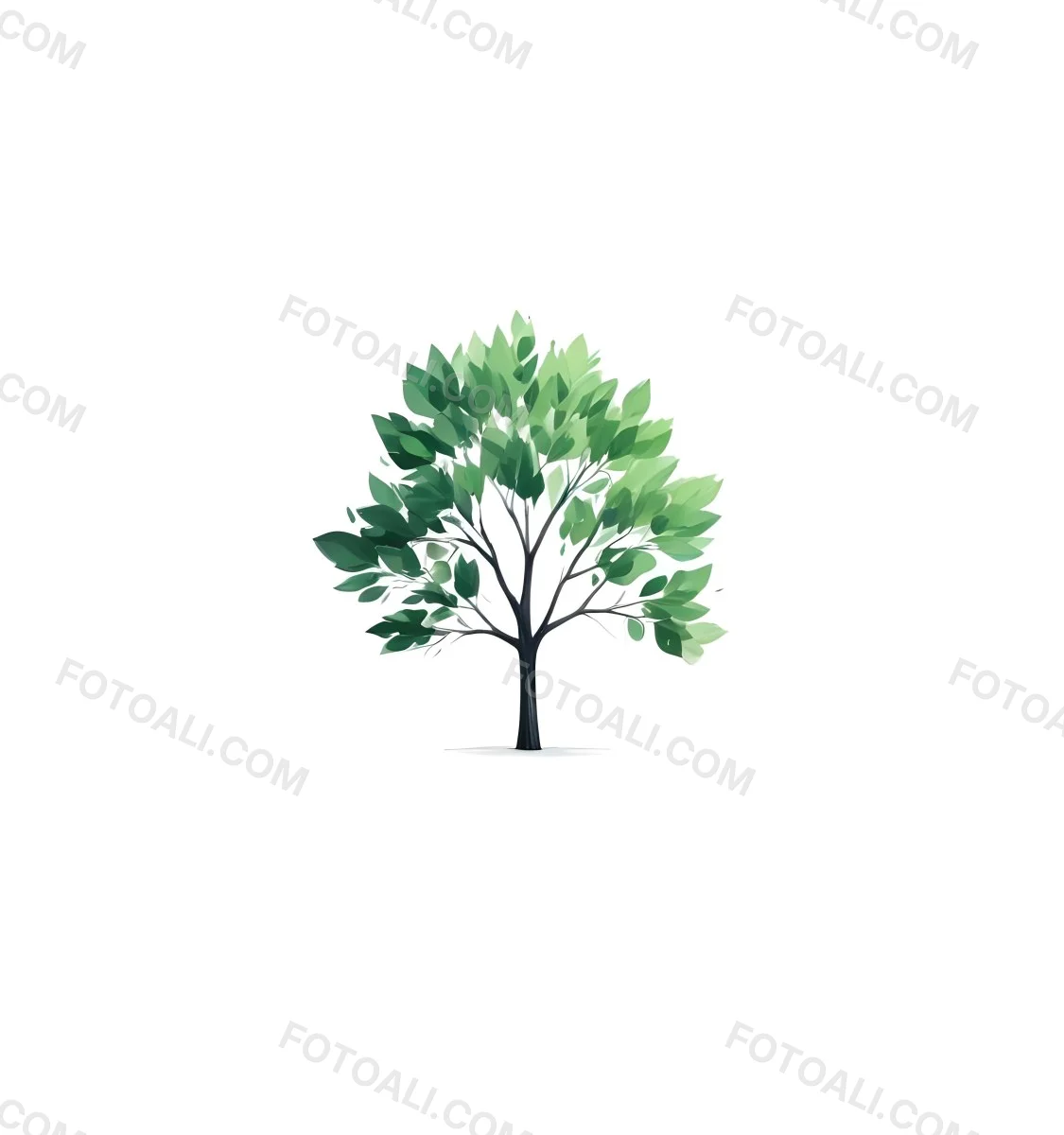 A Tree With Green Leaves And A White Trunk Isolated On A White Background Minimalist Design Nature Inspired Clean Lines Vibrant Colors Eco Friendly Concept 263 Fddb