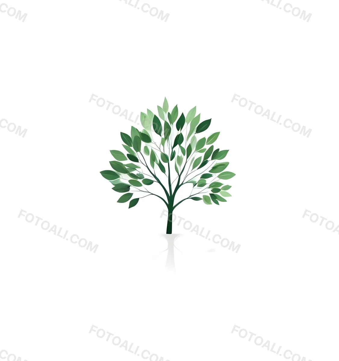 A Tree With Green Leaves And A White Trunk Isolated On A White Background Minimalist Design Nature Inspired Clean Lines Vibrant Colors Eco Friendly Concept 264 096f
