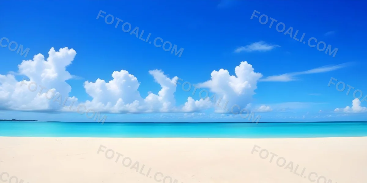 A Tropical Beach With White Sand Turquoise Water And A Clear Blue Sky With Fluffy White Clouds 21 2453