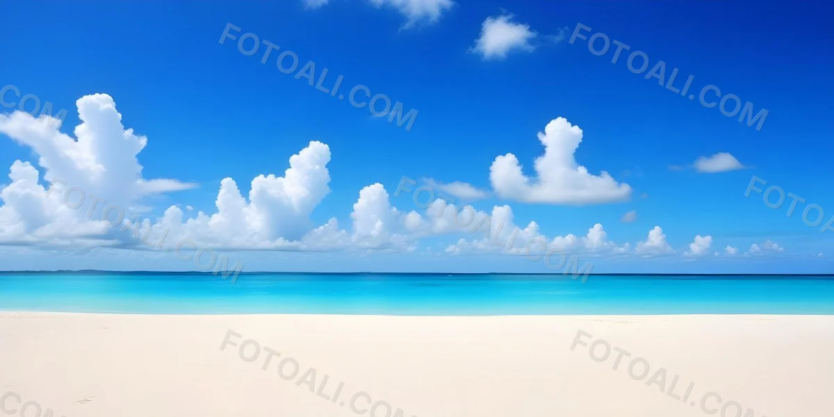 A Tropical Beach With White Sand Turquoise Water And A Clear Blue Sky With Fluffy White Clouds 24 Fde4