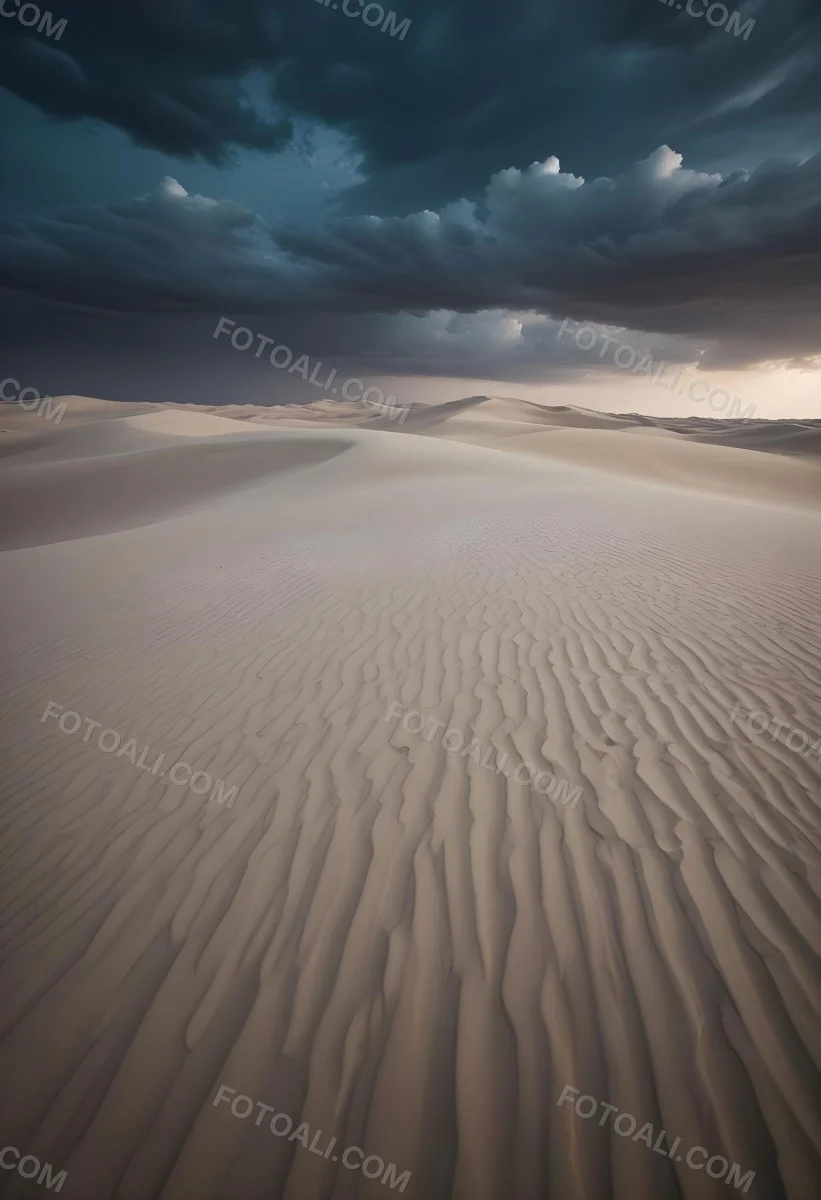 A Vast Desert Landscape With Rippled Sand Dunes Stretching Out Under A Dramatic Cloudy Sky 21 3c1b