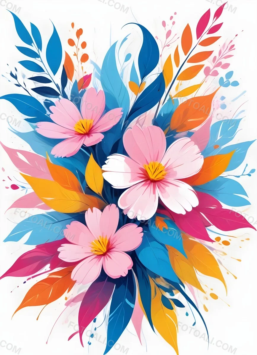 A Vibrant Bouquet Of Colorful Flowers Including Green Daisies Or Daisy Like Blooms With Green Leaves Against A White Background 48 7eac