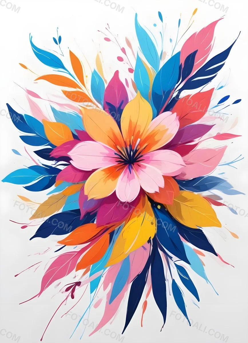 A Vibrant Bouquet Of Colorful Flowers Including Green Daisies Or Daisy Like Blooms With Green Leaves Against A White Background 57 Aa01