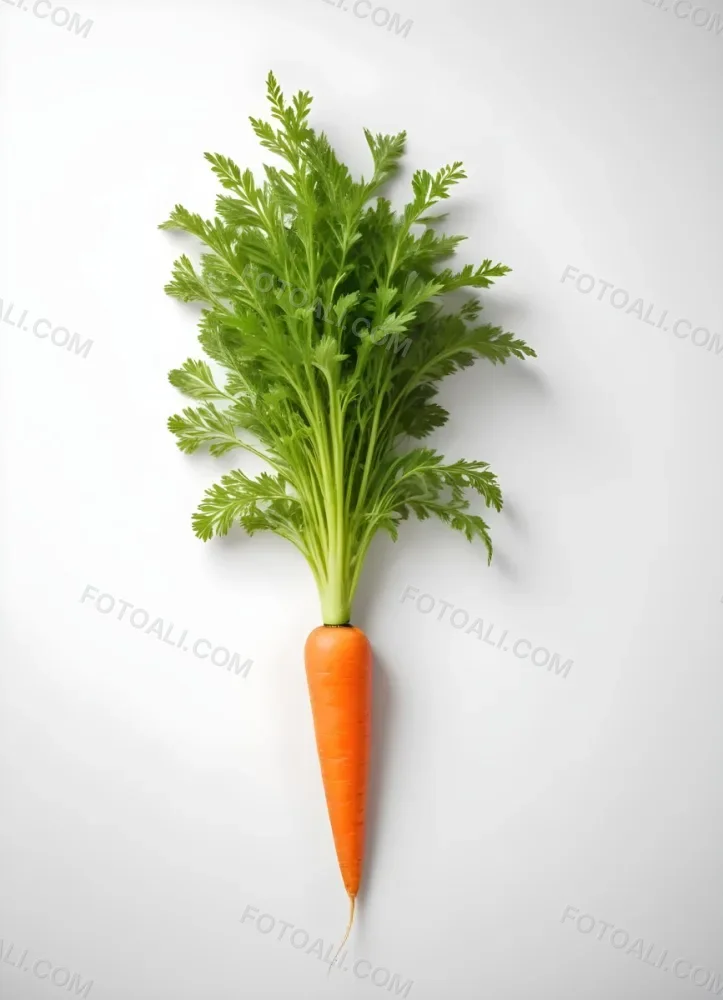 A Vibrant Orange Carrot With Lush Green Leaves Standing Upright Against A Clean White Background Showcasing Its Fresh And Healthy Appearance 5 Ef36