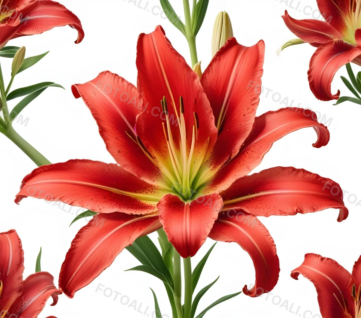 A Vibrant Red Lily With Delicate Petals Showcasing Intricate Details And Textures Set Against A Clean White Background Highlighting The Flower S Natural Beauty 1 1758
