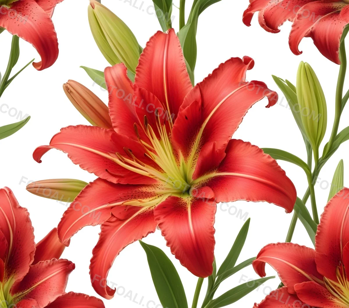 A Vibrant Red Lily With Delicate Petals Showcasing Intricate Details And Textures Set Against A Clean White Background Highlighting The Flower S Natural Beauty 15 8427