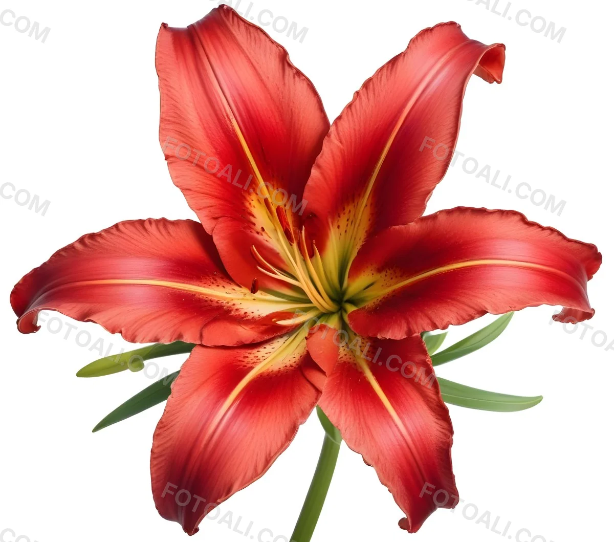 A Vibrant Red Lily With Delicate Petals Showcasing Intricate Details And Textures Set Against A Clean White Background Highlighting The Flower S Natural Beauty 23 84a1