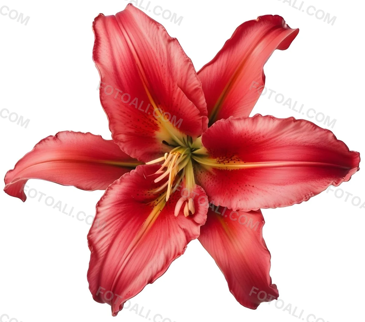 A Vibrant Red Lily With Delicate Petals Showcasing Intricate Details And Textures Set Against A Clean White Background Highlighting The Flower S Natural Beauty 28 2a4c