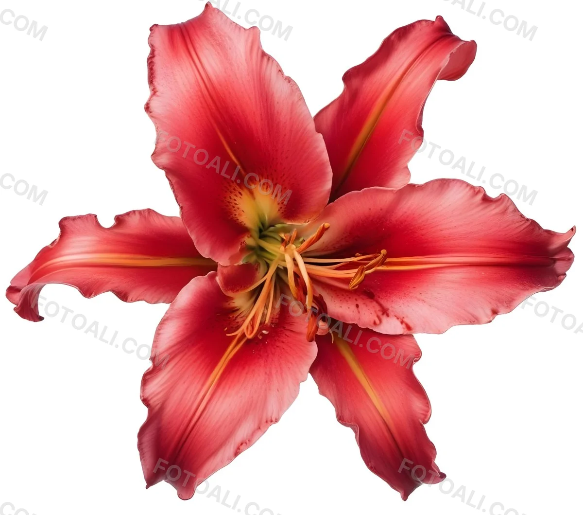 A Vibrant Red Lily With Delicate Petals Showcasing Intricate Details And Textures Set Against A Clean White Background Highlighting The Flower S Natural Beauty 29 517e