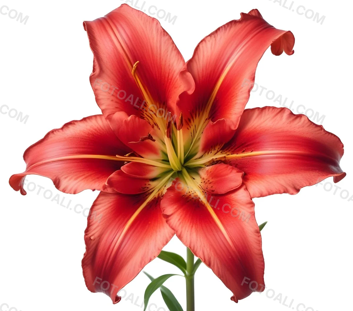 A Vibrant Red Lily With Delicate Petals Showcasing Intricate Details And Textures Set Against A Clean White Background Highlighting The Flower S Natural Beauty 33 65da