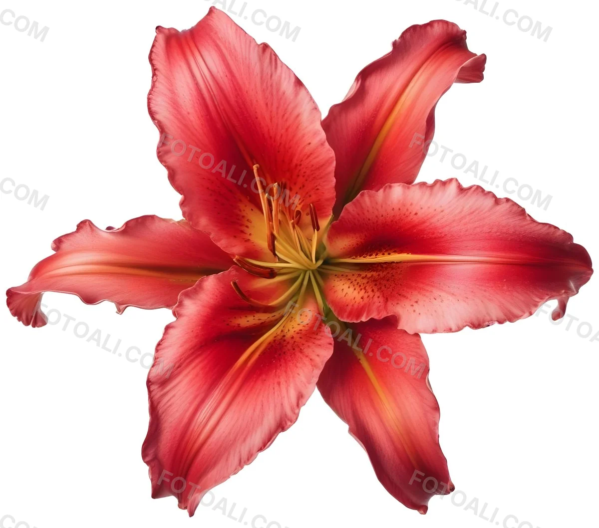 A Vibrant Red Lily With Delicate Petals Showcasing Intricate Details And Textures Set Against A Clean White Background Highlighting The Flower S Natural Beauty 8 5c5d