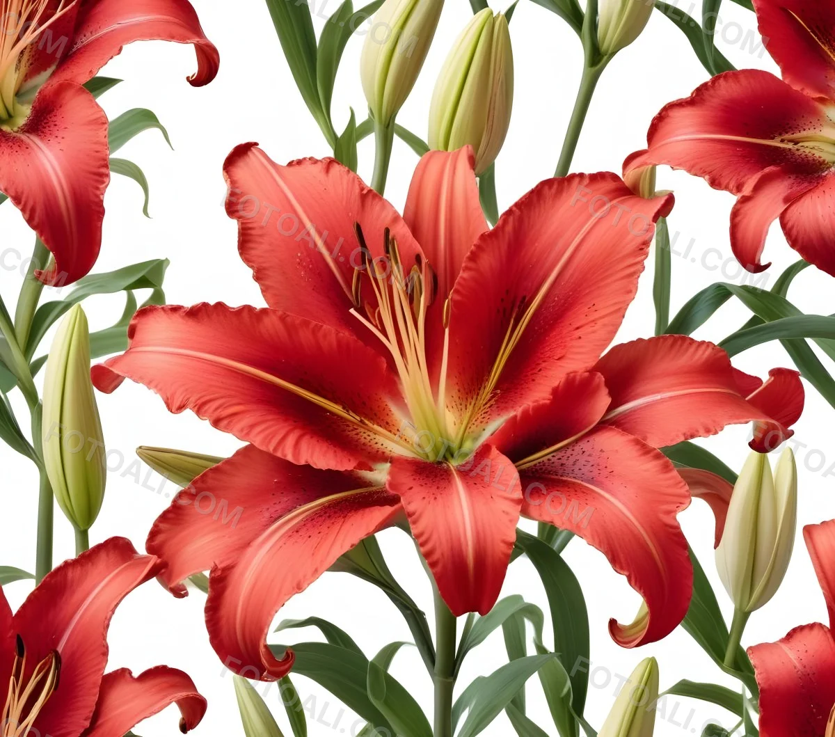A Vibrant Red Lily With Delicate Petals Showcasing Intricate Details And Textures Set Against A Clean White Background Highlighting The Flower S Natural Beauty 9 Fdaa