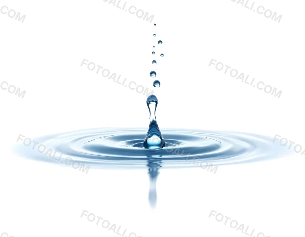 A Water Drop Falling Into A Body Of Water Creating Ripples Isolated On A White Background Studio Shot High Speed Photography 16 459a