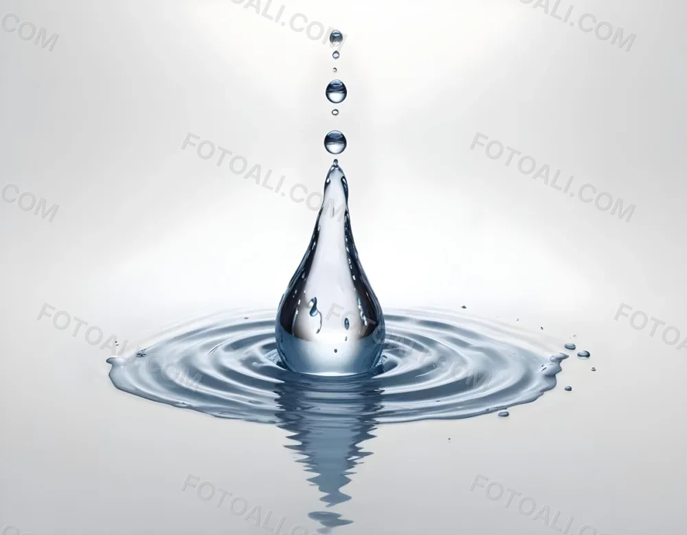 A Water Drop Falling Into A Body Of Water Creating Ripples Isolated On A White Background Studio Shot High Speed Photography 31 3498