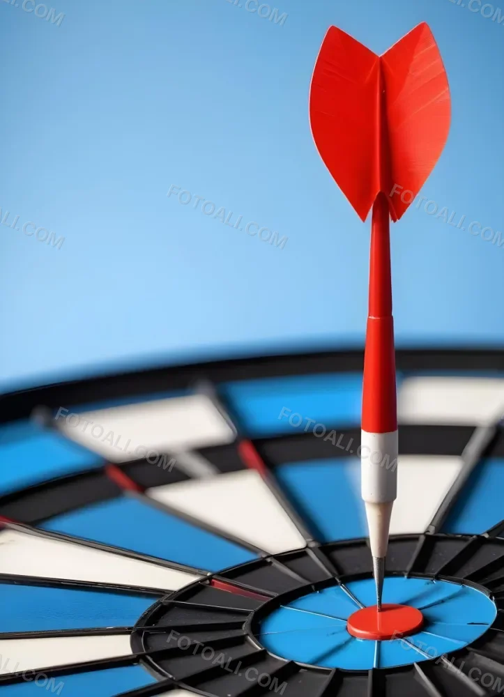 A White And Blue Target With An Arrow In The Center On A Blue Background 1 580d
