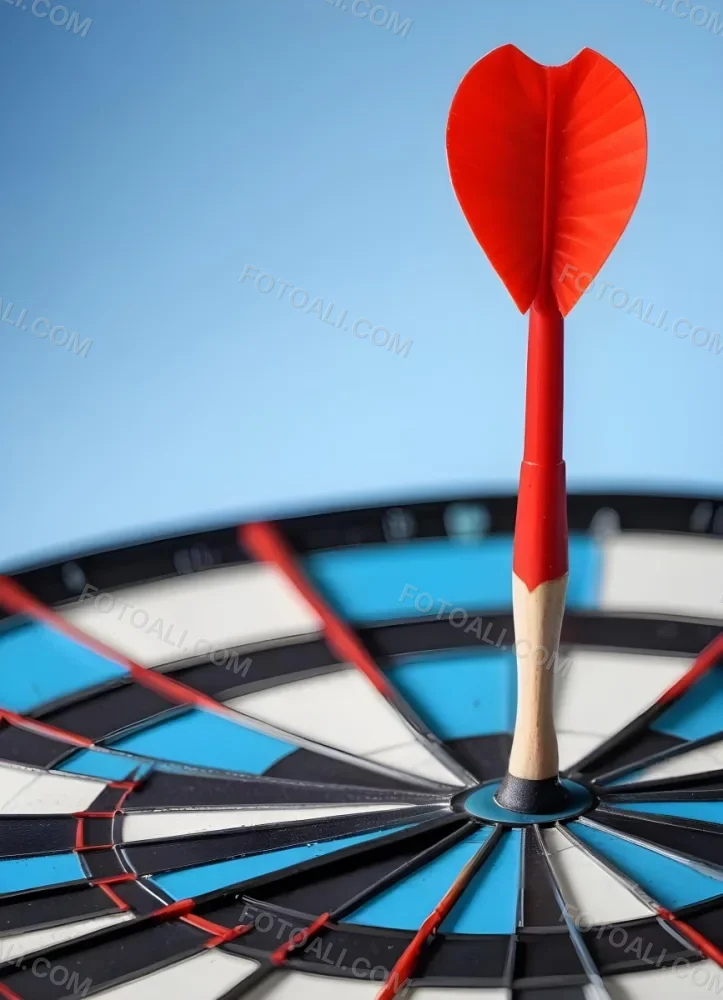 A White And Blue Target With An Arrow In The Center On A Blue Background 13 7902