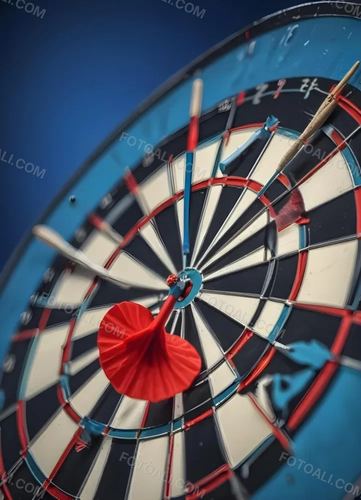 A White And Blue Target With An Arrow In The Center On A Blue Background 15 6c2e