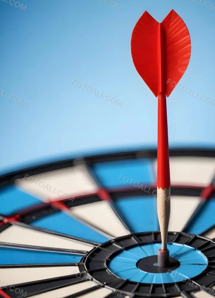 A White And Blue Target With An Arrow In The Center On A Blue Background 16 9ebd