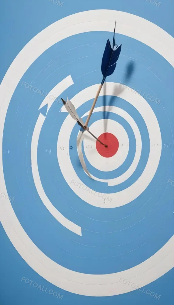 A White And Blue Target With An Arrow In The Center On A Blue Background 4 5b6c