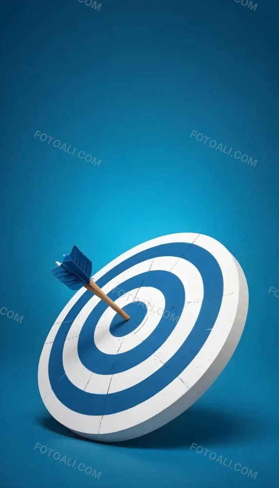A White And Blue Target With An Arrow In The Center On A Blue Background 7 Bdc5