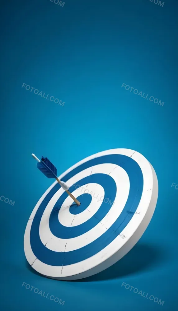 A White And Blue Target With An Arrow In The Center On A Blue Background 8 9346