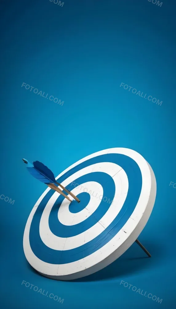 A White And Blue Target With An Arrow In The Center On A Blue Background 9 48d1