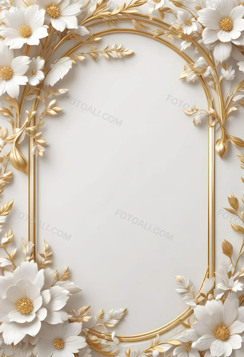 A White And Gold Floral Background With A Decorative Frame Featuring Delicate Flowers Leaves And Golden Accents The Overall Style Has A Luxurious Elegant And Minimalist Aesthetic 12 2eb8