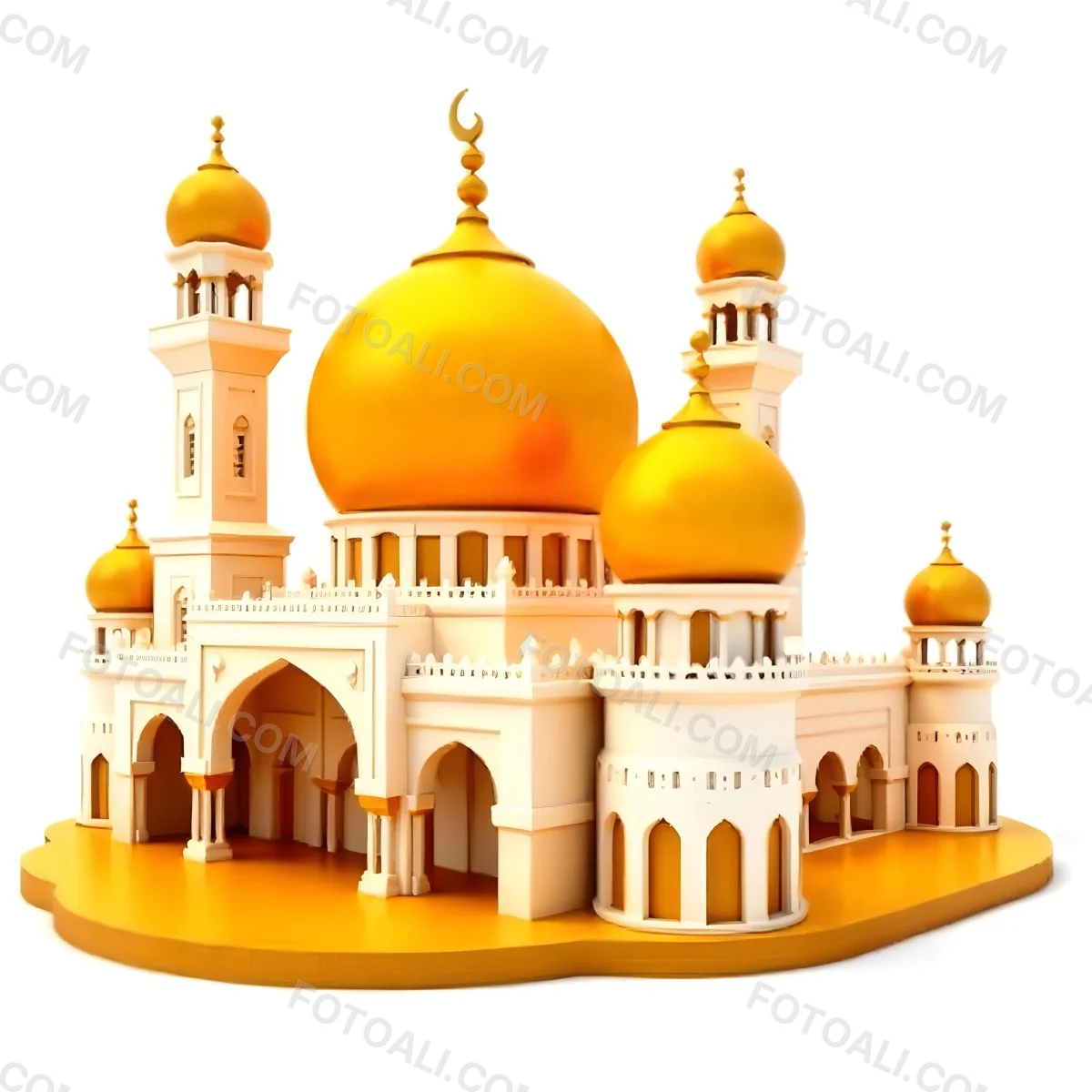 A White And Gold Mosque With A Large Dome And Two Minarets The Mosque Is On A White Background 8 560e