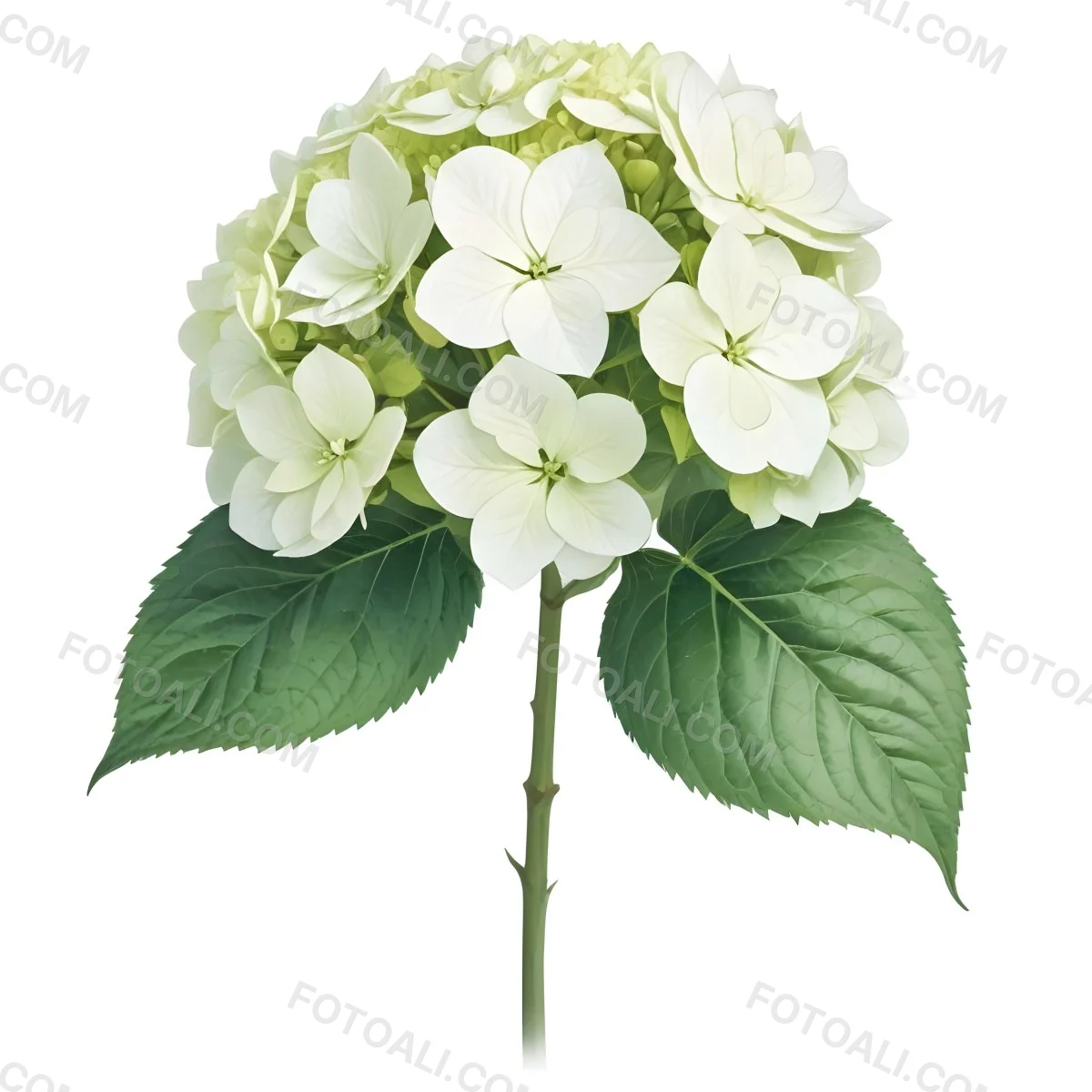 A White And Green Hydrangea Flower With Large Petals And Green Leaves 16 83da