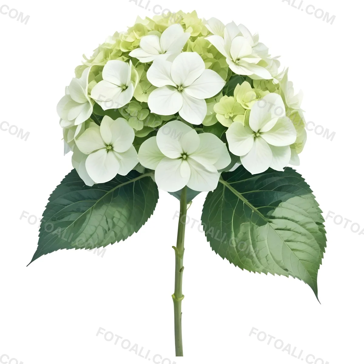 A White And Green Hydrangea Flower With Large Petals And Green Leaves 20 0102