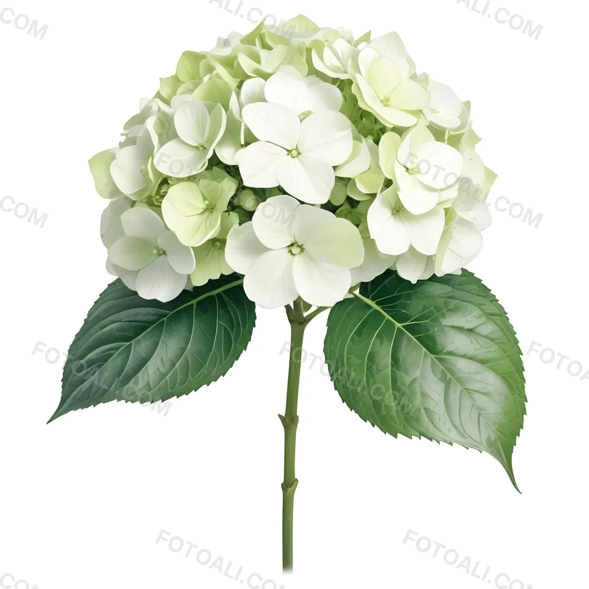 A White And Green Hydrangea Flower With Large Petals And Green Leaves 4 9091