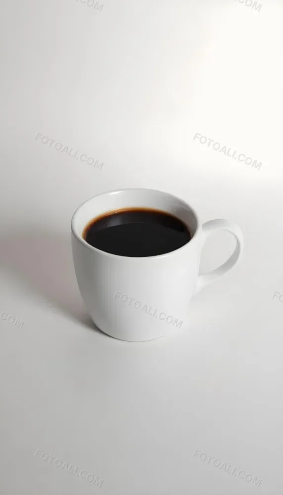 A White Ceramic Mug Filled With Black Coffee Casting A Shadow On A Black Surface Simple And Minimalist Composition Studio Lighting Clean And Modern Aesthetic 14 174c