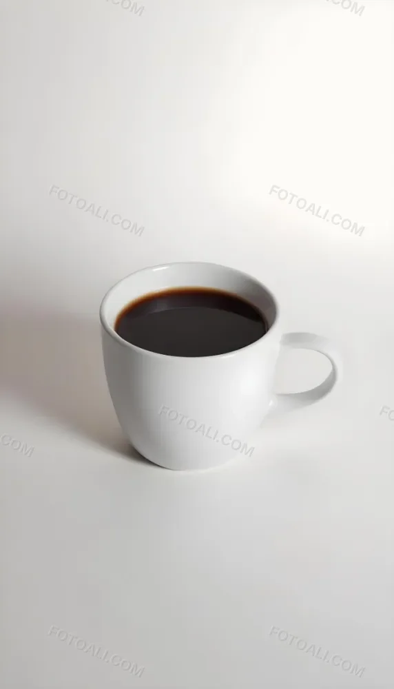 A White Ceramic Mug Filled With Black Coffee Casting A Shadow On A Black Surface Simple And Minimalist Composition Studio Lighting Clean And Modern Aesthetic 18 E4fa