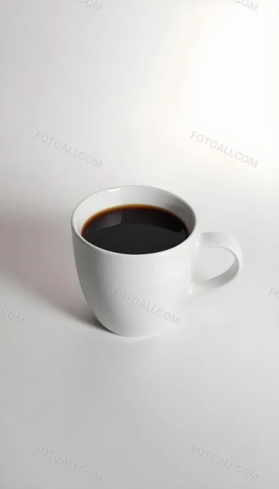 A White Ceramic Mug Filled With Black Coffee Casting A Shadow On A Black Surface Simple And Minimalist Composition Studio Lighting Clean And Modern Aesthetic 19 2436