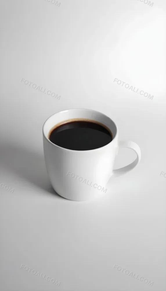 A White Ceramic Mug Filled With Black Coffee Casting A Shadow On A Black Surface Simple And Minimalist Composition Studio Lighting Clean And Modern Aesthetic 28 A680
