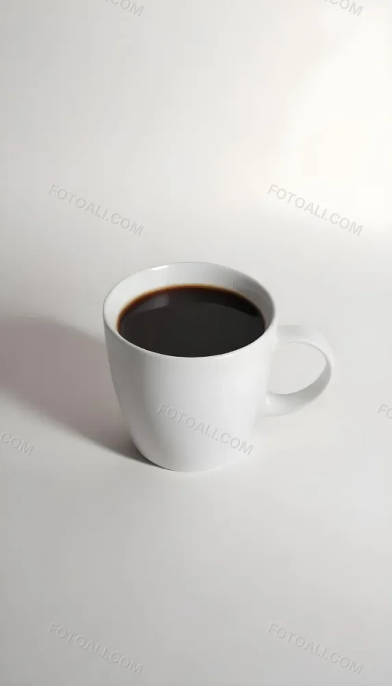 A White Ceramic Mug Filled With Black Coffee Casting A Shadow On A Black Surface Simple And Minimalist Composition Studio Lighting Clean And Modern Aesthetic 29 D935