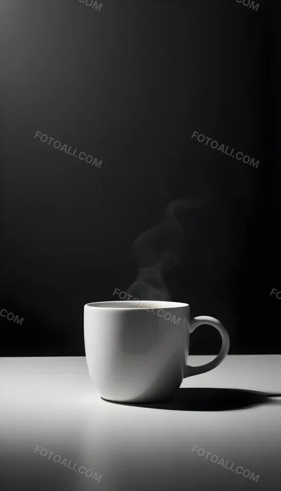 A White Ceramic Mug Filled With Black Coffee Casting A Shadow On A Black Surface Simple And Minimalist Composition Studio Lighting Clean And Modern Aesthetic 3 8219