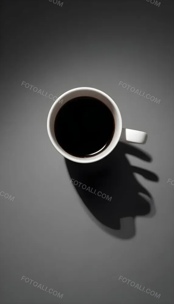 A White Ceramic Mug Filled With Black Coffee Casting A Shadow On A Black Surface Simple And Minimalist Composition Studio Lighting Clean And Modern Aesthetic 4 9173