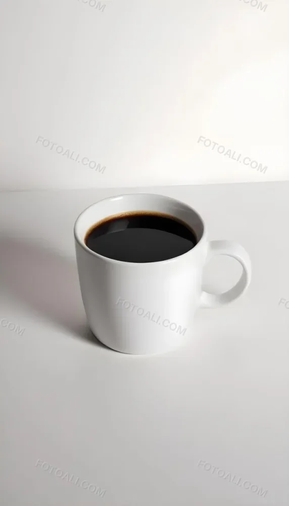 A White Ceramic Mug Filled With Black Coffee Casting A Shadow On A Black Surface Simple And Minimalist Composition Studio Lighting Clean And Modern Aesthetic 7 12f4