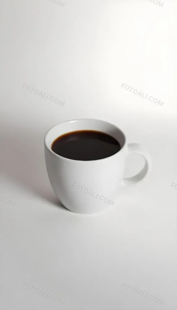 A White Ceramic Mug Filled With Black Coffee Casting A Shadow On A Black Surface Simple And Minimalist Composition Studio Lighting Clean And Modern Aesthetic 8 5c88