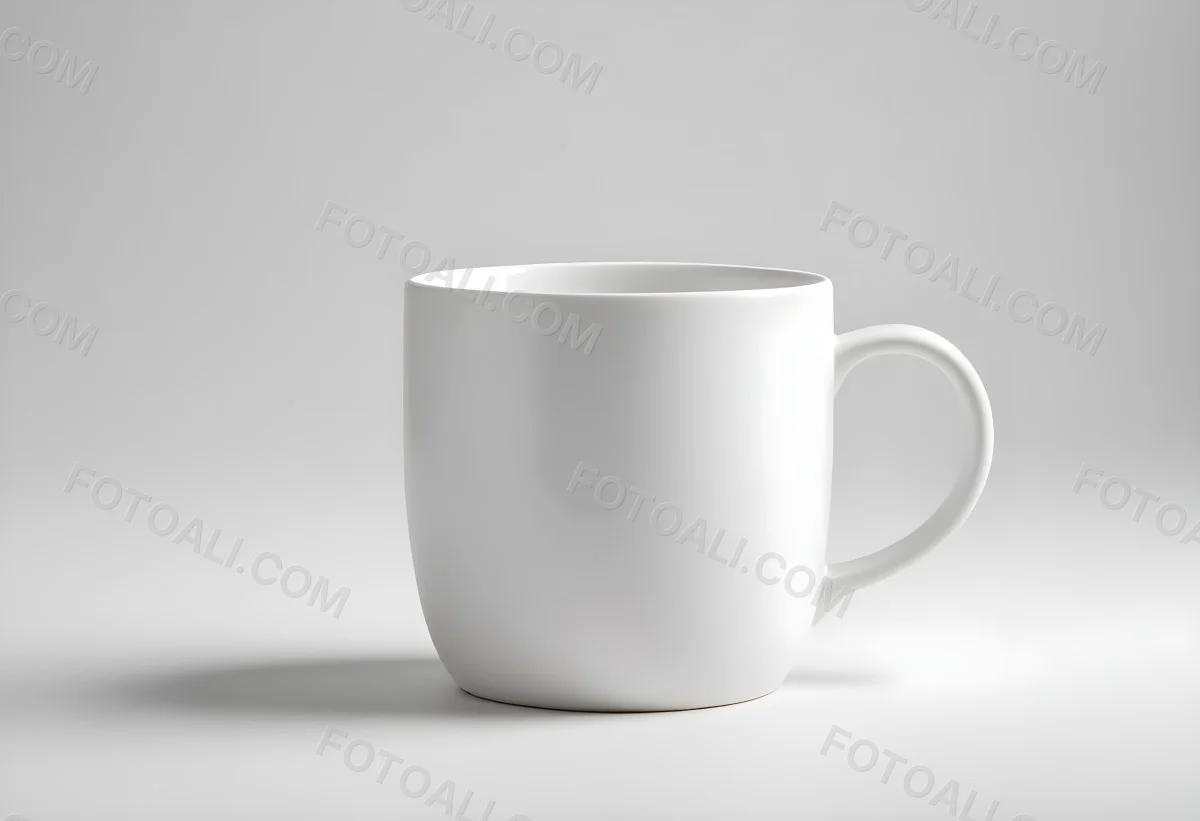 A White Ceramic Mug With A Handle On A White Surface Minimalist Style Clean And Simple Design Soft Lighting Plain White Background 17 561c