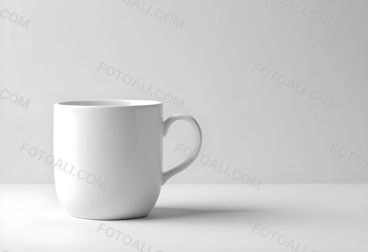 A White Ceramic Mug With A Handle On A White Surface Minimalist Style Clean And Simple Design Soft Lighting Plain White Background 18 A7c6