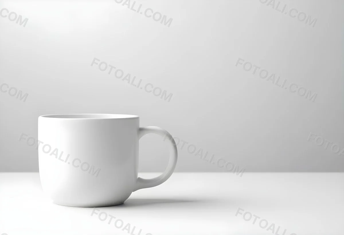 A White Ceramic Mug With A Handle On A White Surface Minimalist Style Clean And Simple Design Soft Lighting Plain White Background 20 0c55