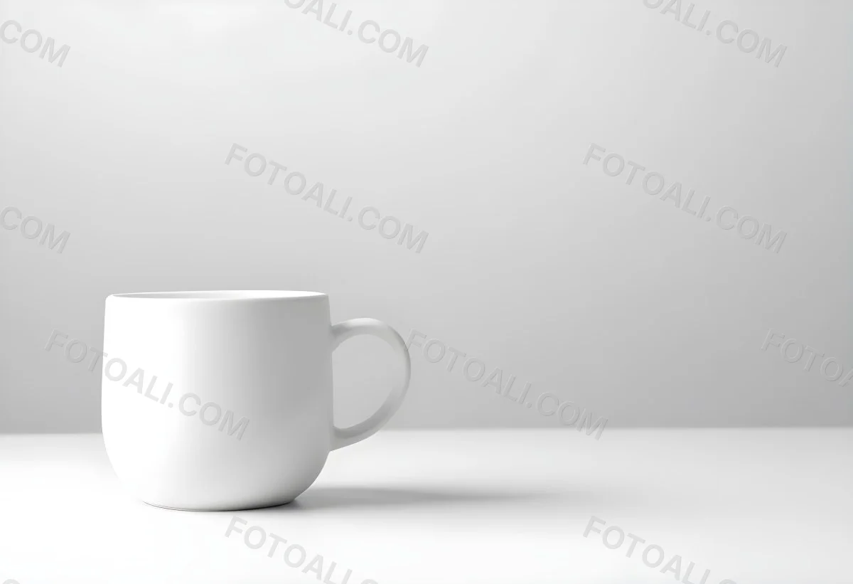 A White Ceramic Mug With A Handle On A White Surface Minimalist Style Clean And Simple Design Soft Lighting Plain White Background 4 1b62