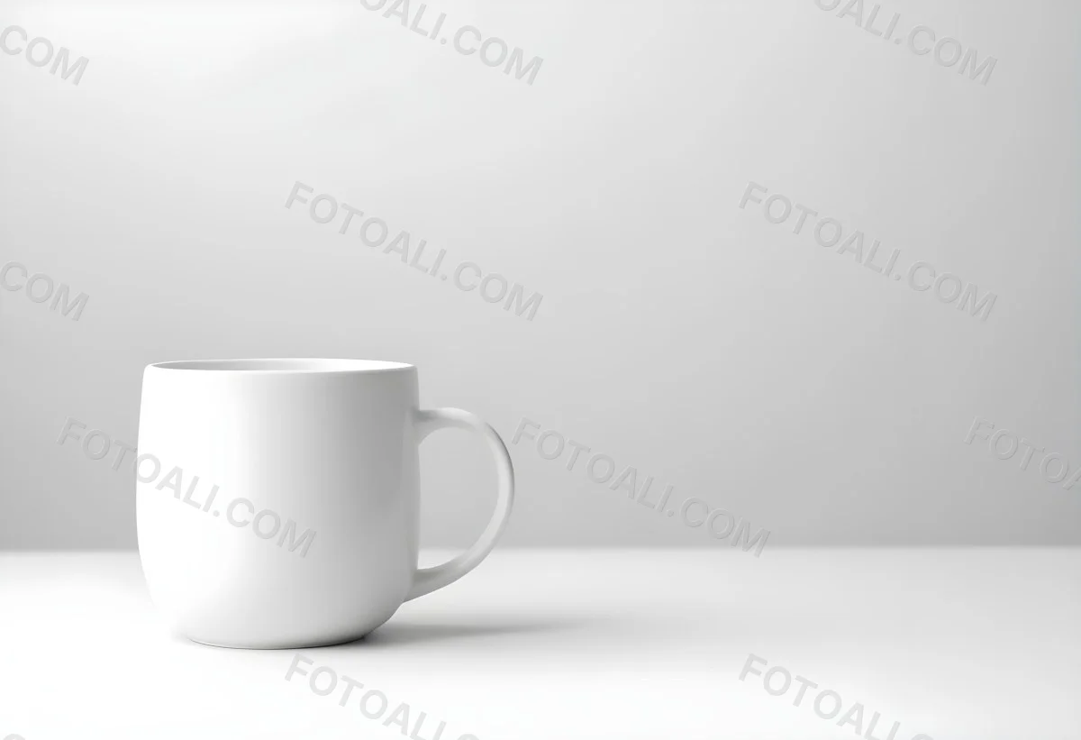 A White Ceramic Mug With A Handle On A White Surface Minimalist Style Clean And Simple Design Soft Lighting Plain White Background 6 8dd2