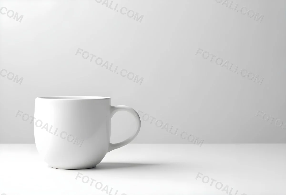 A White Ceramic Mug With A Handle On A White Surface Minimalist Style Clean And Simple Design Soft Lighting Plain White Background 8 0658