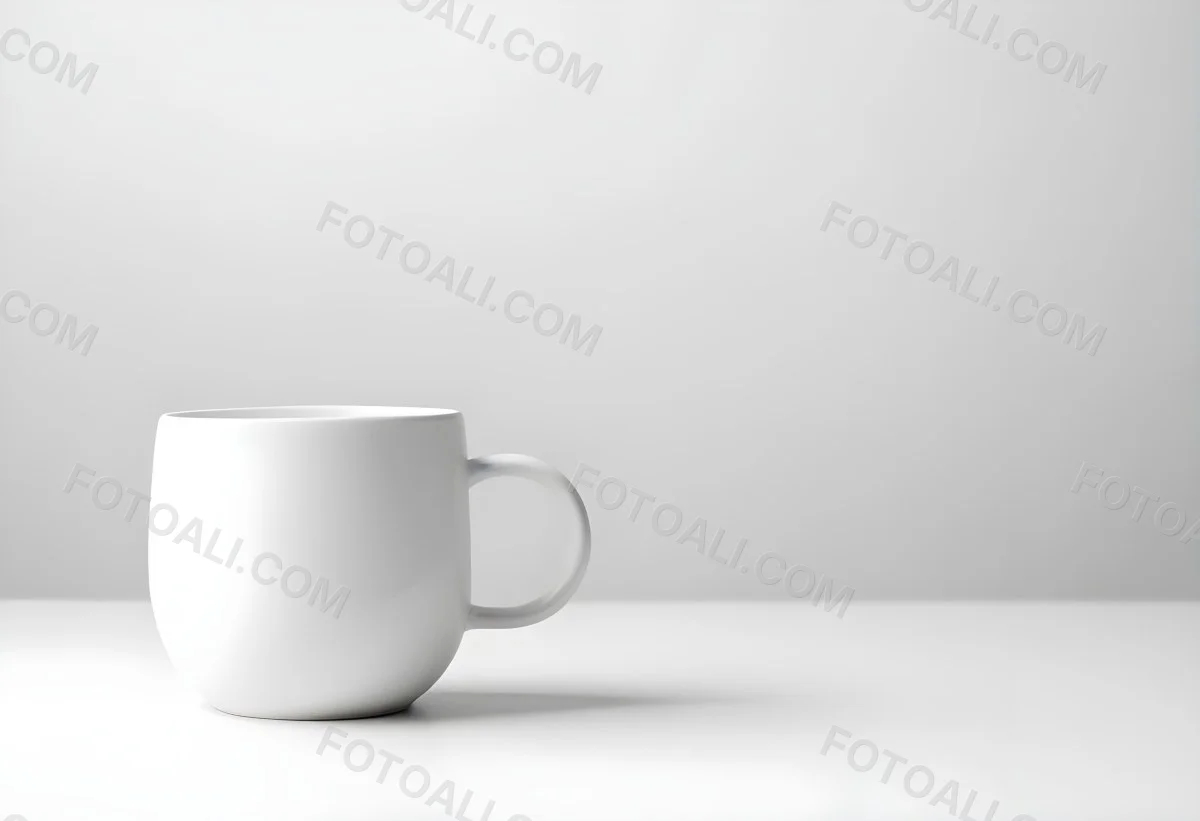 A White Ceramic Mug With A Handle On A White Surface Minimalist Style Clean And Simple Design Soft Lighting Plain White Background 9 Dca5